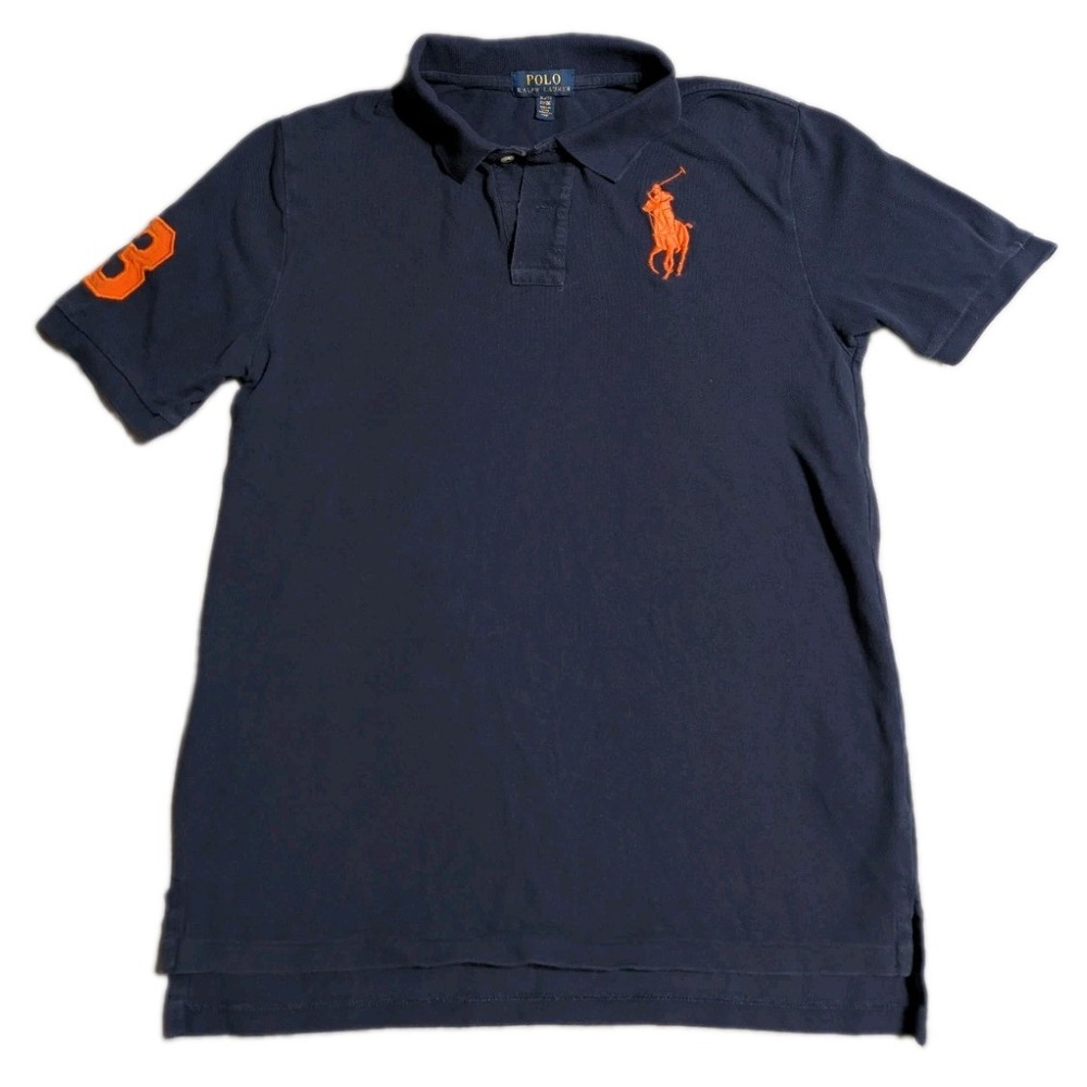 Polo Ralph Lauren Boys XL 18-20 Big Pony Polo Shirt Navy Orange #3